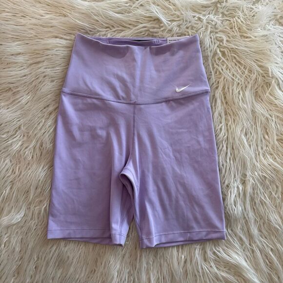 Nike Dri-FIT One High-Waisted 7" Biker Short Lilac Size XS - Picture 2 of 11